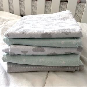 Gerber 5-Pack Green Flannel Receiving Blankets